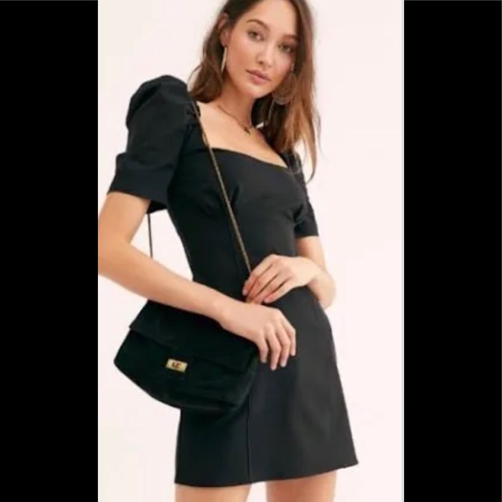 Sale ! AS IS* (Read) Free People Pera Puff Sleeve Mini Dress Black NWT Size 4
